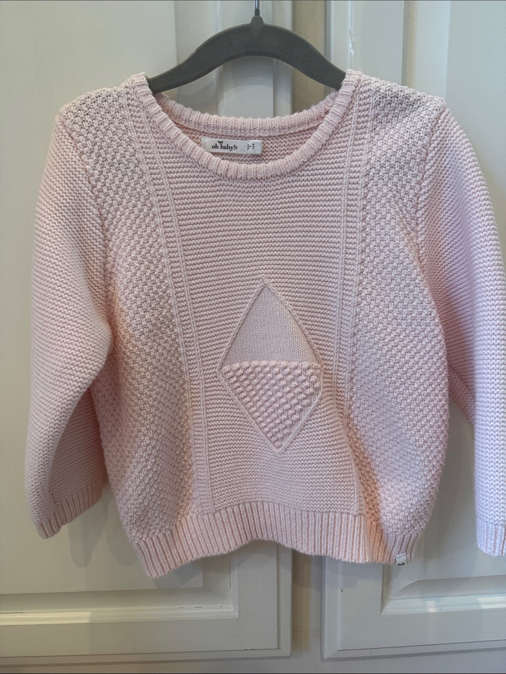 Soft Pale Pink Textured Crew Sweater